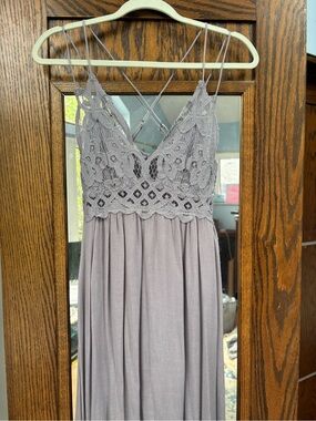 Free People ADELLA Light Gray Lace Maxi Dress - worn only once